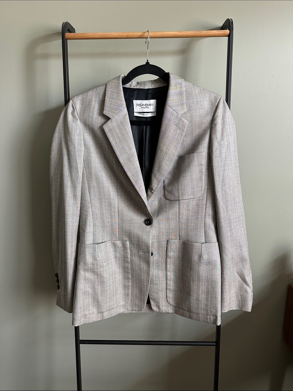 Yves Saint Laurent Light Gray Men's Sport Coat with Subtle Stripe